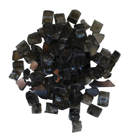 fire pit glass 1/2 inch dark grey reflective BBQ fire feature