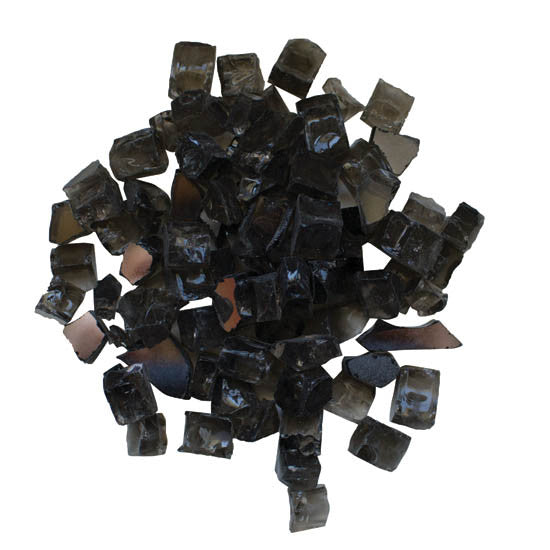 fire pit glass 1/2 inch dark grey reflective BBQ fire feature