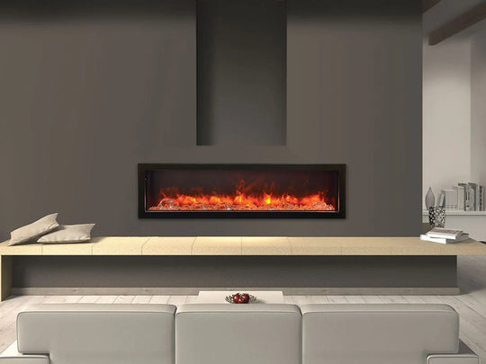 Amantii 60 inch deep indoor outdoor electric fireplace with LED flames