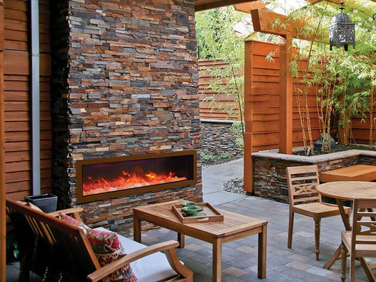Amantii 72 inch deep indoor outdoor linear electric fireplace
