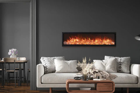 Amantii 88 inch Bespoke linear electric fireplace with log media