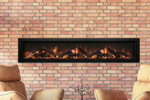 Amantii 88 inch deep indoor outdoor linear electric fireplace