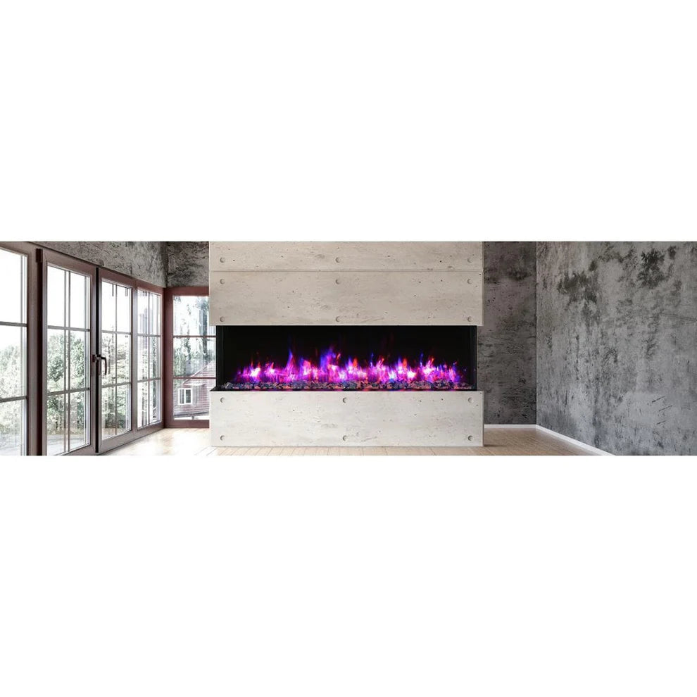 Amantii 88 inch extra tall linear electric fireplace with LED flames