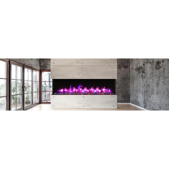 Amantii 88 inch extra tall linear electric fireplace with LED flames