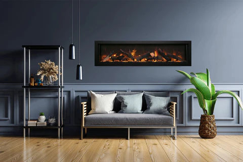 Amantii BI-88 Deep electric fireplace with log set and glass media