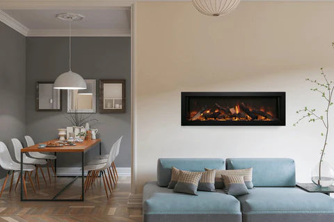 Amantii Panorama 40 inch electric fireplace with log set and glass media