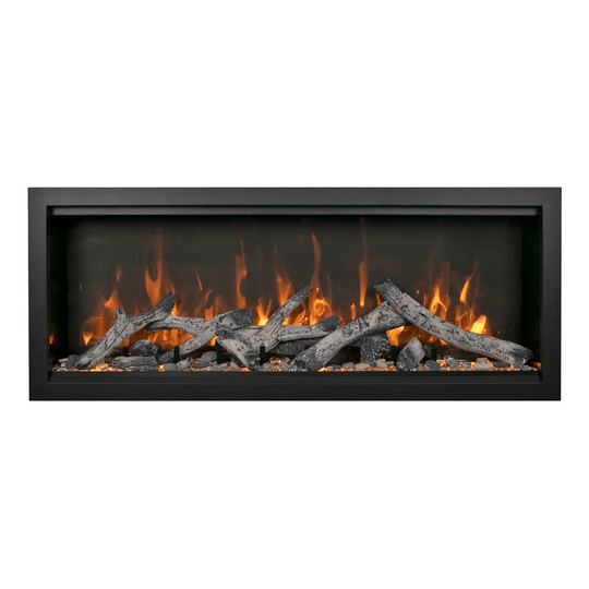 Amantii SYM-100-XT Bespoke modern linear electric fireplace with LED flames