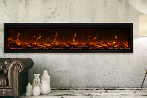 Amantii SYM-100-XT Lumina 100 inch extra tall linear electric fireplace built in wall
