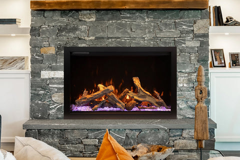 Amantii TRD-38 Lumina electric fireplace with oak log media