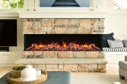 Amantii Tru-View Slim 50 modern recessed electric fireplace with LED flames