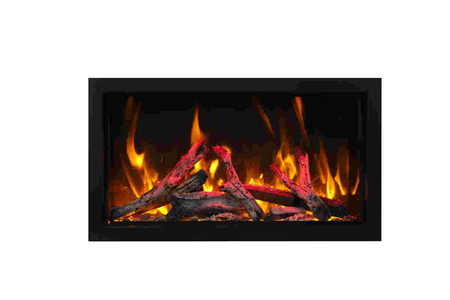 Stainless steel style linear electric fireplace with LED flames
