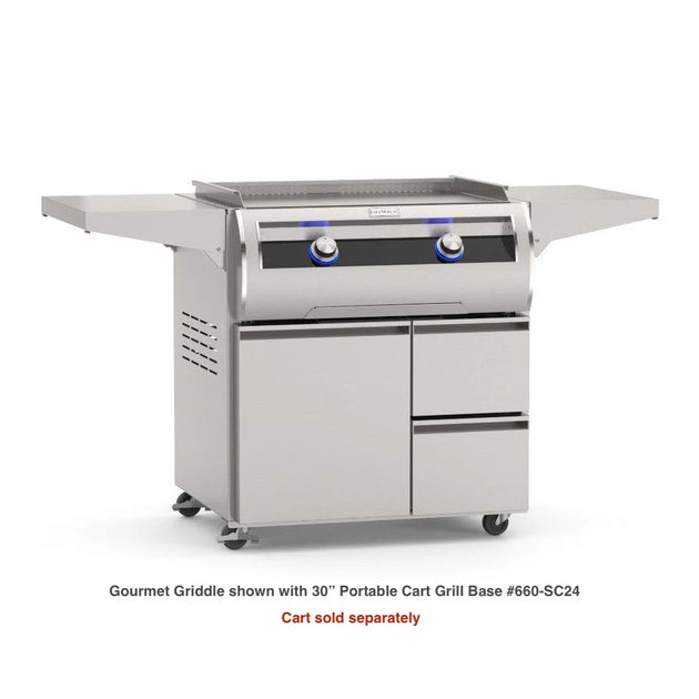Fire Magic E660i 30 inch built in gourmet gas griddle with black glass panel