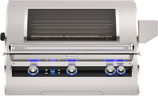 Fire Magic Echelon rotisserie grill with thermometer