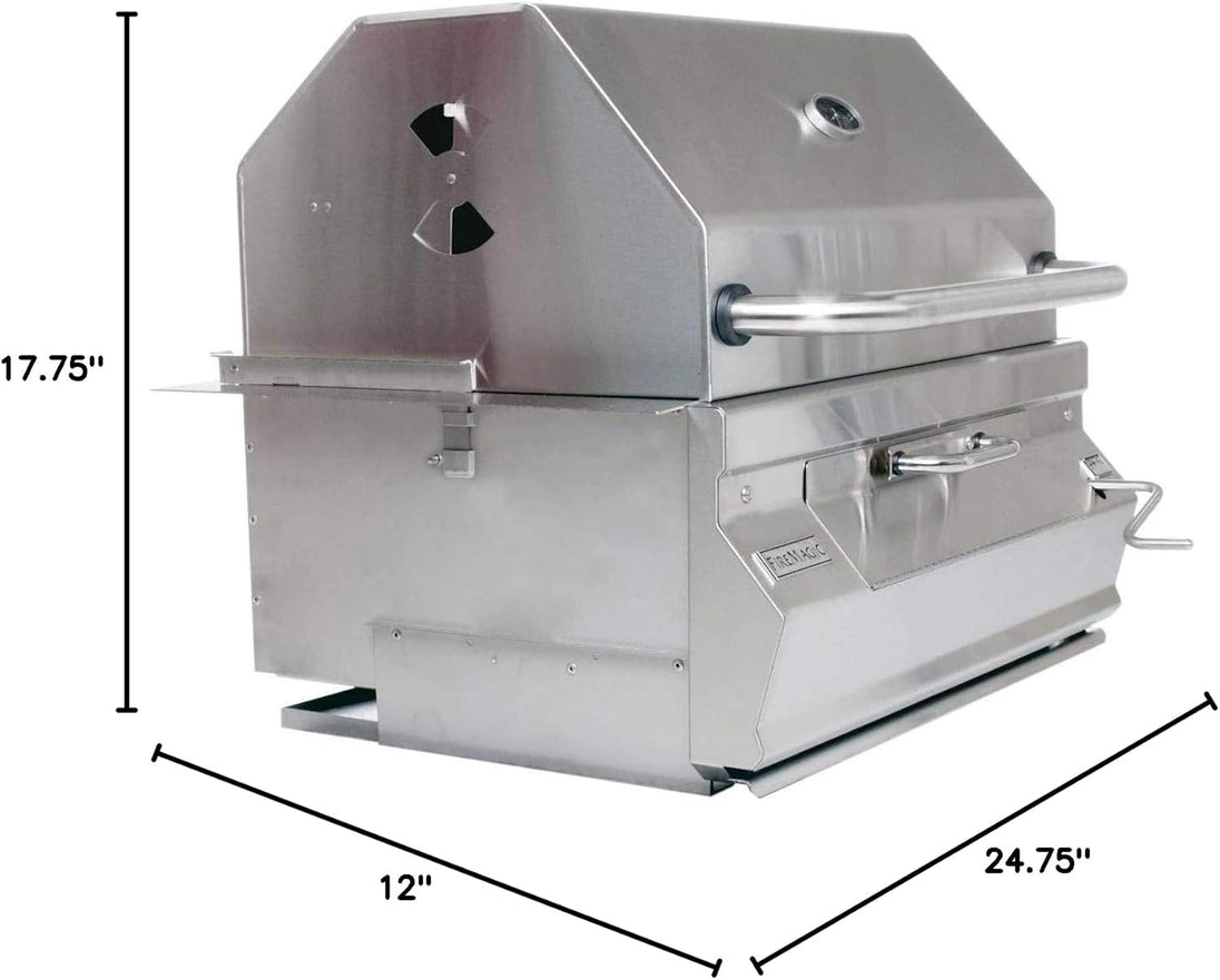 Fire Magic Legacy 24 inch built in charcoal smoker grill stainless steel