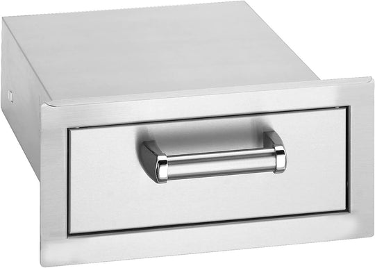 Fire Magic flush mounted single utility drawer stainless steel