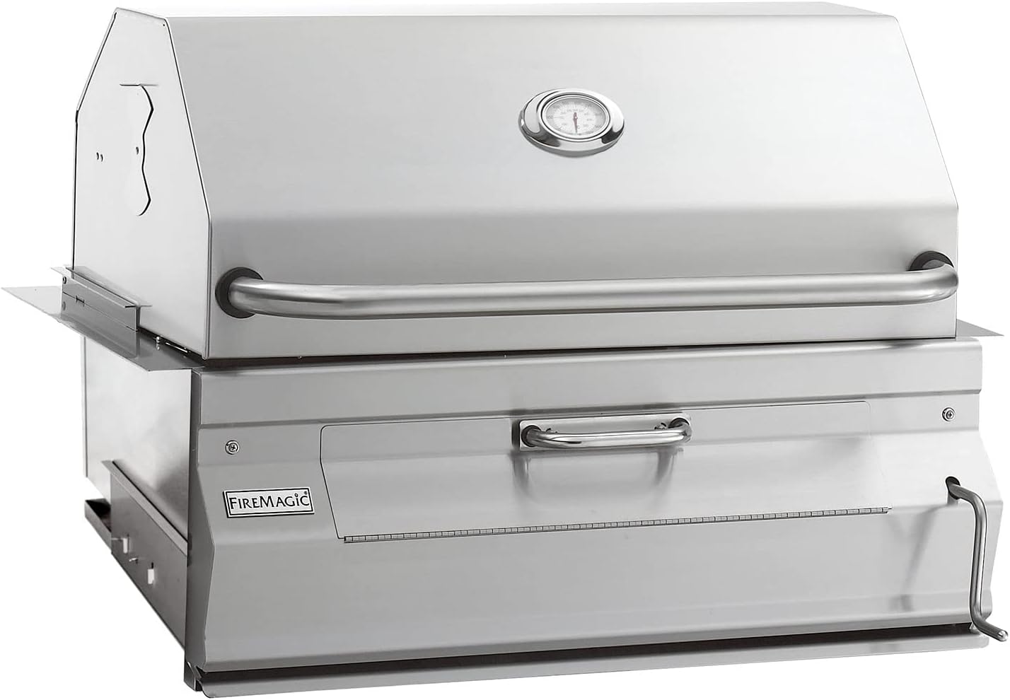 Fire Magic stainless steel charcoal smoker grill with warming rack