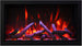 Linear electric fireplace installed in outdoor BBQ area