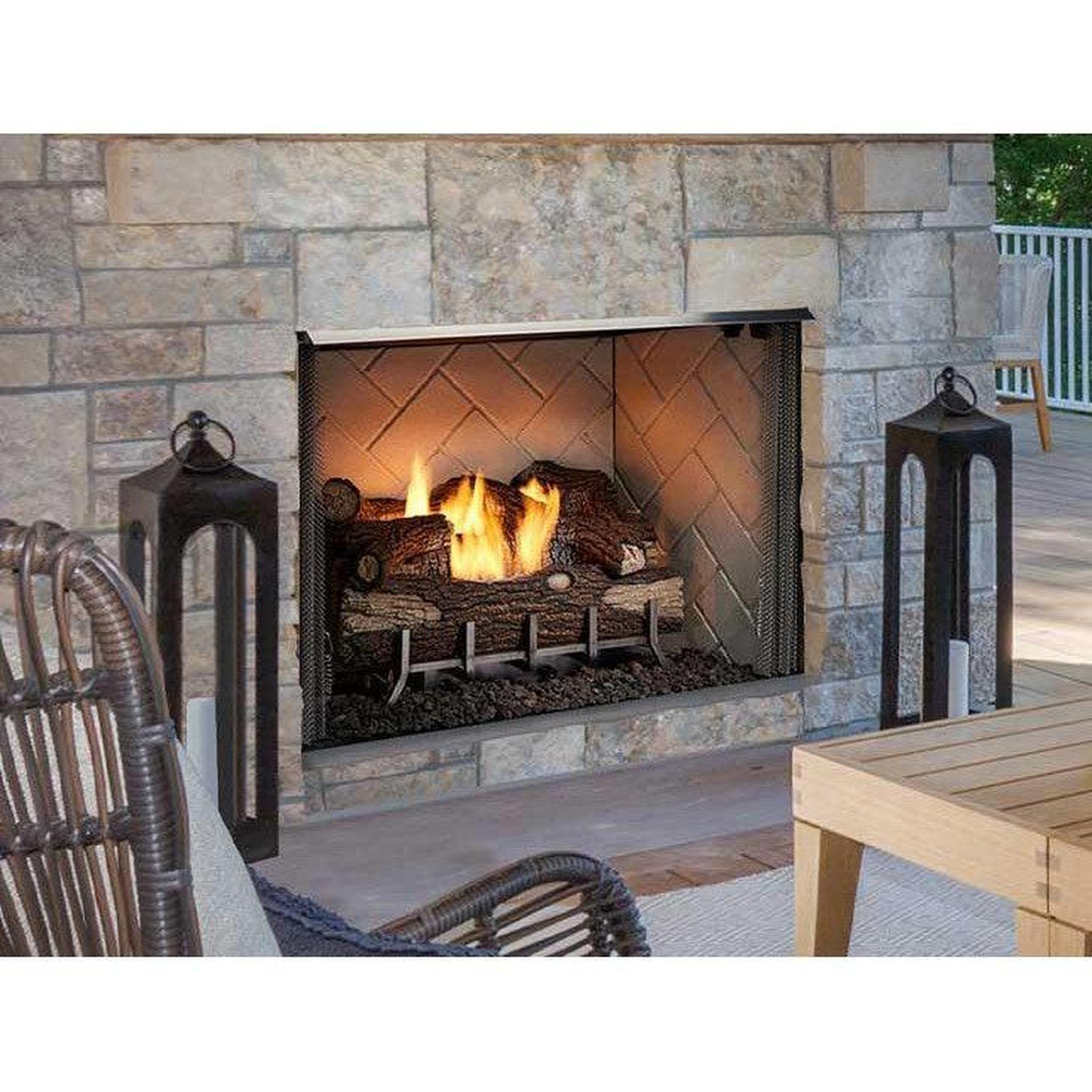Majestic Vesper 42" Traditional Outdoor Vent Free Gas Fireplace With Herringbone Refractory