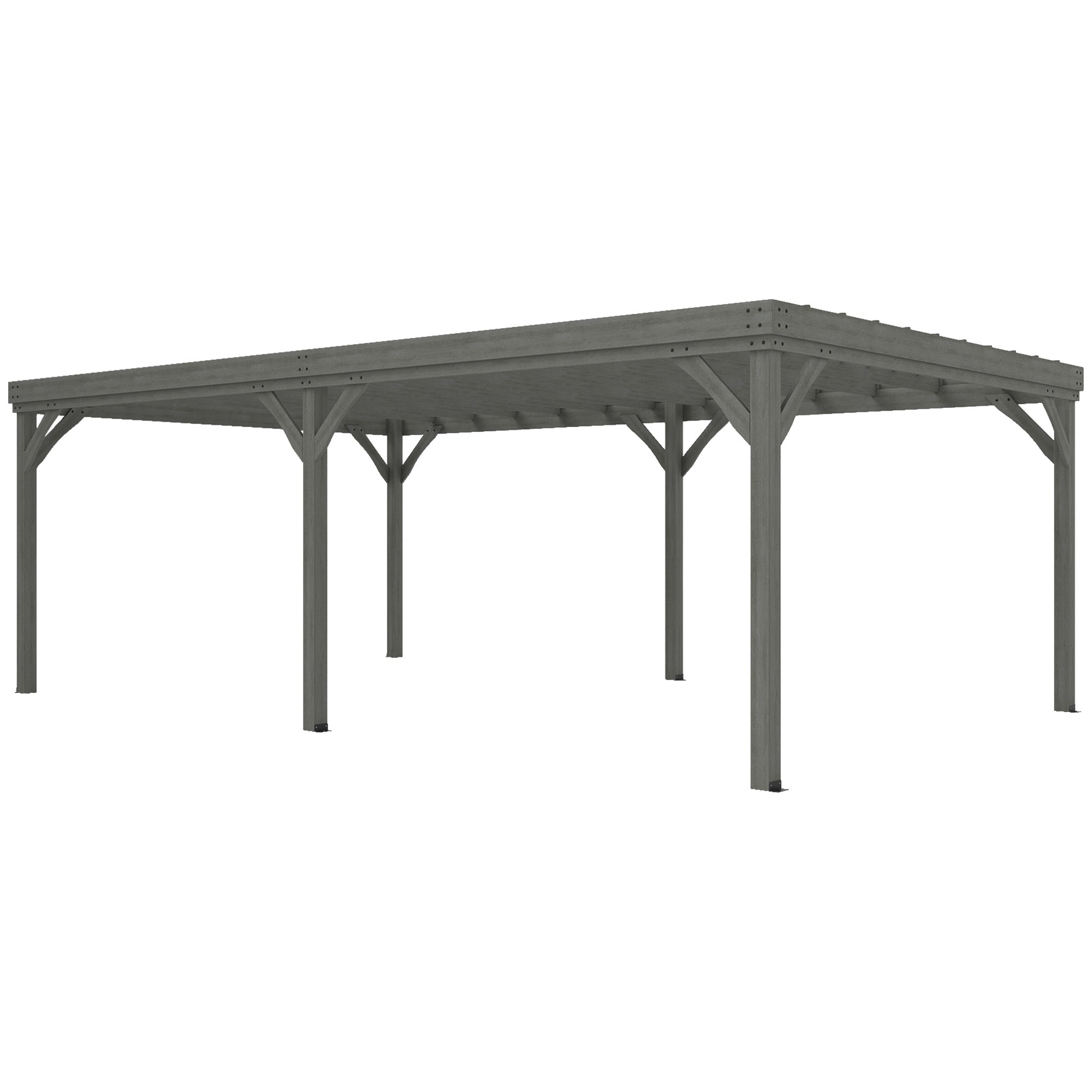 12' x 20' Outdoor Wooden Pergola, Grape Vine Gazebo with Concrete Anchors for Garden, Patio, Backyard, Deck, Brown